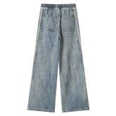 Light Blue Straight Jeans Men - Trendy Style with Three Side Bars