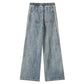 Light Blue Straight Jeans Men - Trendy Style with Three Side Bars