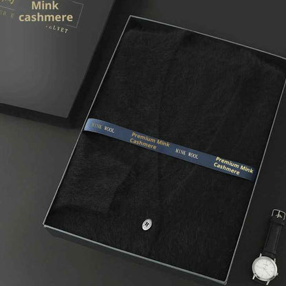 Mink Wool V-neck Sweater for Men - Thickened Loose Cardigan