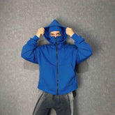 Double-layer Masked Hooded Loose Zip Men&