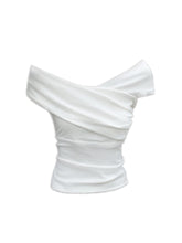 White Off-Shoulder Short Sleeve T-Shirt for Women - Irregular Style - Florence Luxe