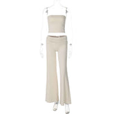 New Pure Color Flared Pants Tube-Top Fashion Slim Suit