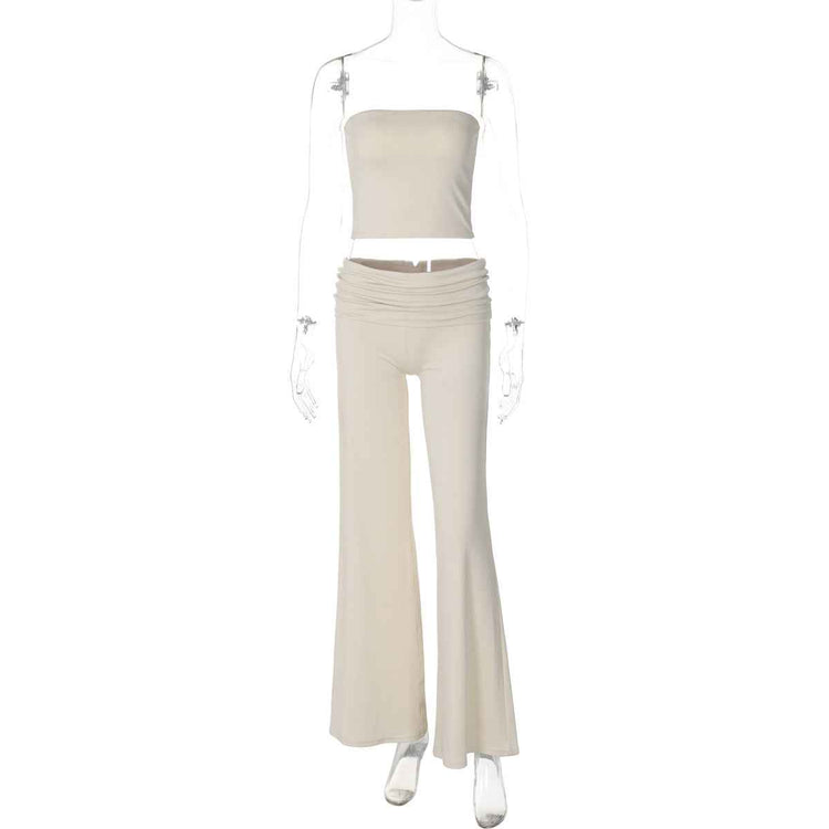 New Pure Color Flared Pants Tube-Top Fashion Slim Suit