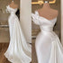 Strapless Long Sleeve Sequins Evening Dress - Stunning White Satin Wedding Dress for Parties