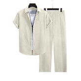 Fashion Jacquard Short-sleeved Suit with Trousers