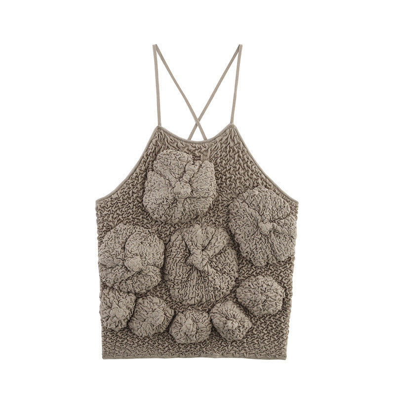 Three-Dimensional Flower Top with Fluffy Texture for Women - Florence Luxe