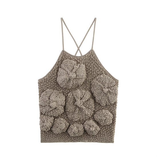 Three-Dimensional Flower Top with Fluffy Texture for Women - Florence Luxe