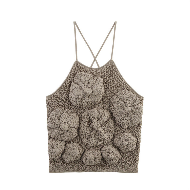 Three-Dimensional Flower Top with Fluffy Texture for Women - Florence Luxe