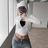 Top Slim Fit Sports Hoodie with Short Zipper Hooded Sweatshirt