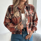 Womens Plaid Button Down Shacket Long Sleeve Jacket - Florence Luxe