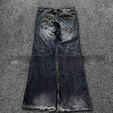 Spring and Autumn Embroidered Flared Jeans - Washed Old All-Matching Pants