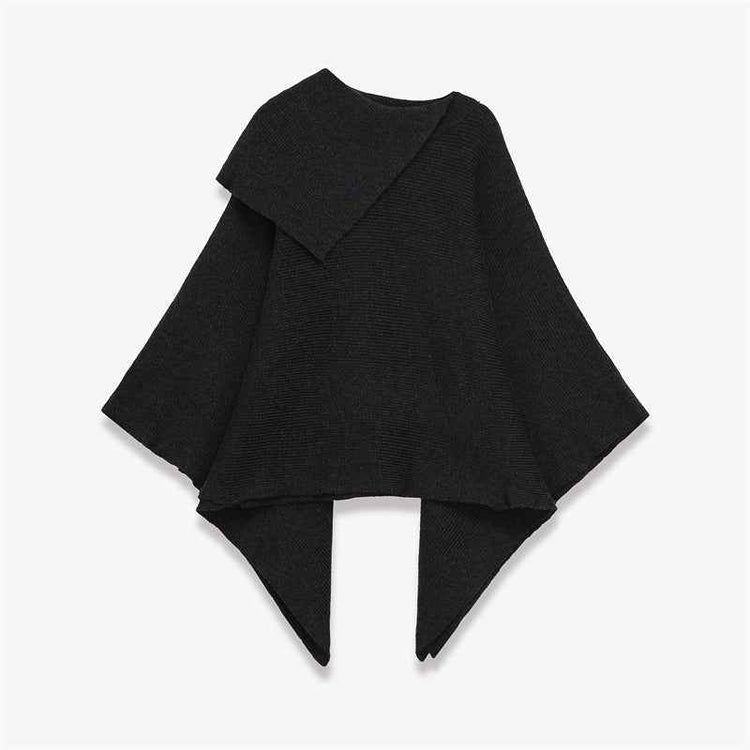 Female Wool Asymmetric Cape Coat for Autumn Style