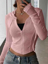 Top Slim Fit Sports Hoodie with Short Zipper Hooded Sweatshirt