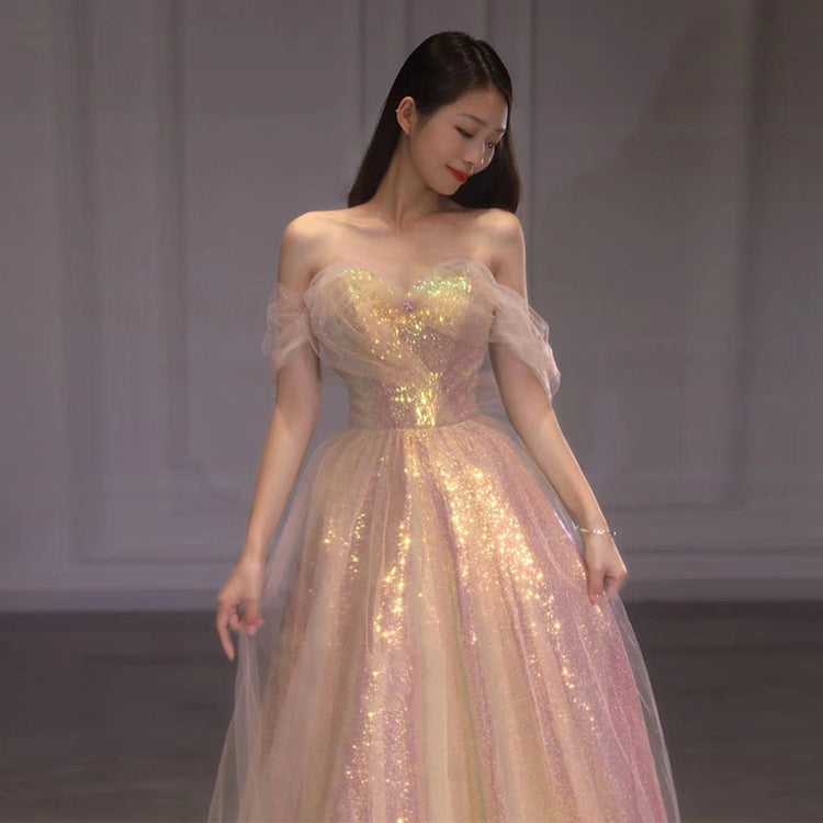 New Mesh Slimming Mermaid Evening Dress for Women - Off-shoulder Annual Party Banquet Host Gown - Florence Luxe