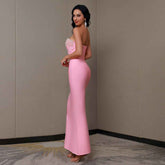 Sleeveless Beaded Long Two-Piece Dress for Women - Stylish Bandage Design