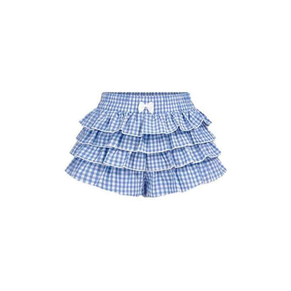 Summer Skirt Love Plaid Skirt Shorts Paired with Long Women&