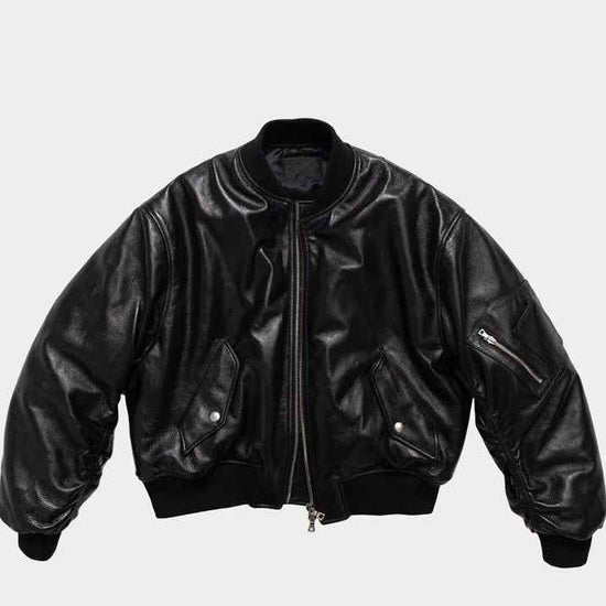 Mauroicardi Black Leather Jacket - Autumn Black Thickened Warm Pure Leather