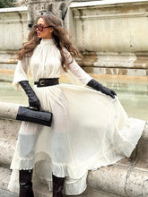 White Ruffled Tie Dress with Long Sleeves - Florence Luxe