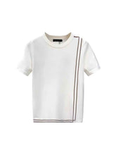 Striped Knitted Summer T-Shirt for Men - Youth Slim Fit High-end Retro Short Sleeve