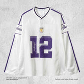 Digital Printed Long-sleeved T-shirt Jersey Contrast Color V-neck Top