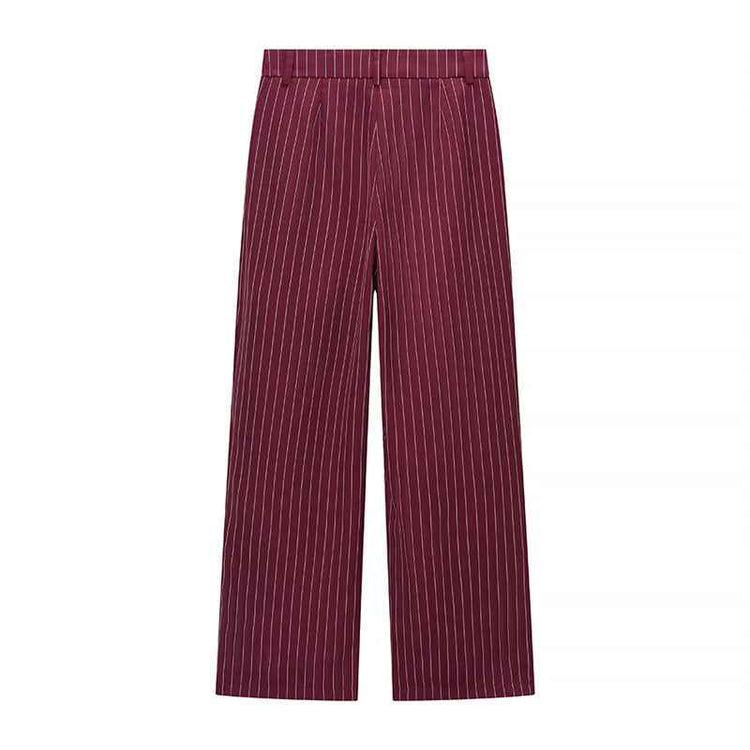Female Casual Suit Jacket Pants - Versatile Striped Jacket with Casual Pants