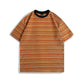 Color Striped Couple T-Shirt - Short Sleeve Round Neck Half Sleeve Tee
