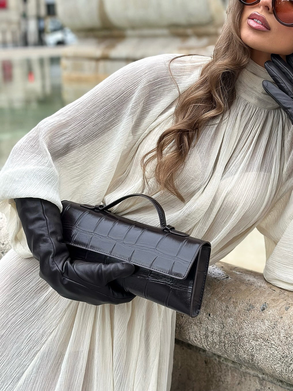 White Ruffled Tie Dress with Long Sleeves - Florence Luxe