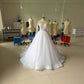 Embroidered Off-the-shoulder Wedding Dress for Elegant Brides with Long Sleeves - Florence Luxe