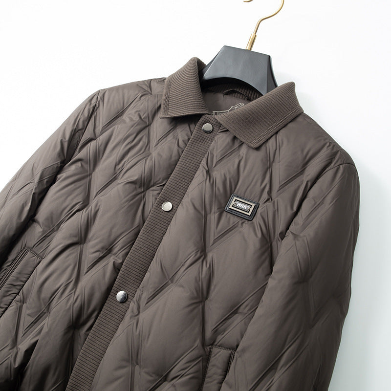 High-grade Lightweight Down Coat for Men - Knitted Lapel Design - Florence Luxe