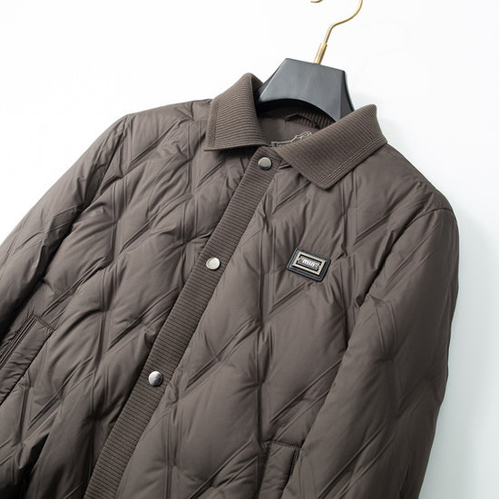 High-grade Lightweight Down Coat for Men - Knitted Lapel Design - Florence Luxe