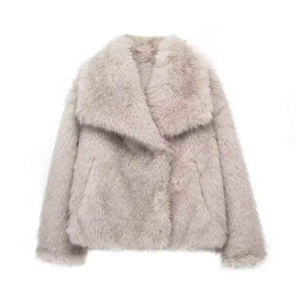 Winter Plush Coat for Women - Fashion Thicken Lapel Outwear Casual Long Sleeve Tops - Florence Luxe
