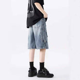 Washed Old Beautiful Ripped Denim Shorts for Trendy Summer Style
