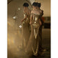 Gold Evening Dress Off-shoulder Sequined Tube Top Bridal Fishtail Gown for Women - Florence Luxe