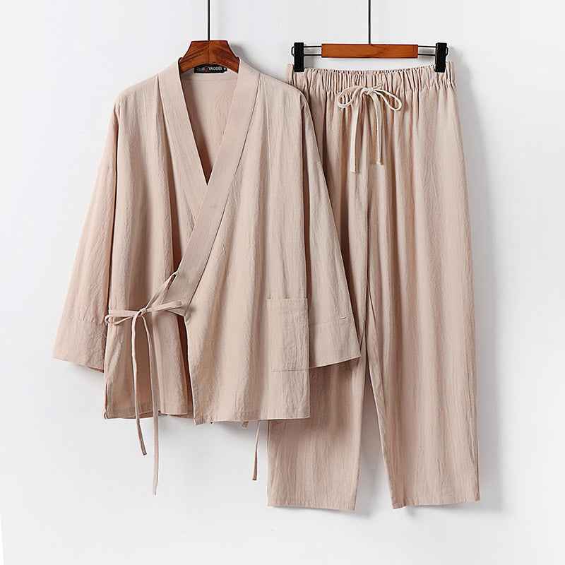 Trendy Cotton Linen Cardigan Suit: Stylish Two-Piece Hanfu for Modern Fashion
