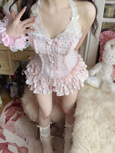 Bow Lace Halter Outfit with Multi-layer Puffy Skirt - Florence Luxe