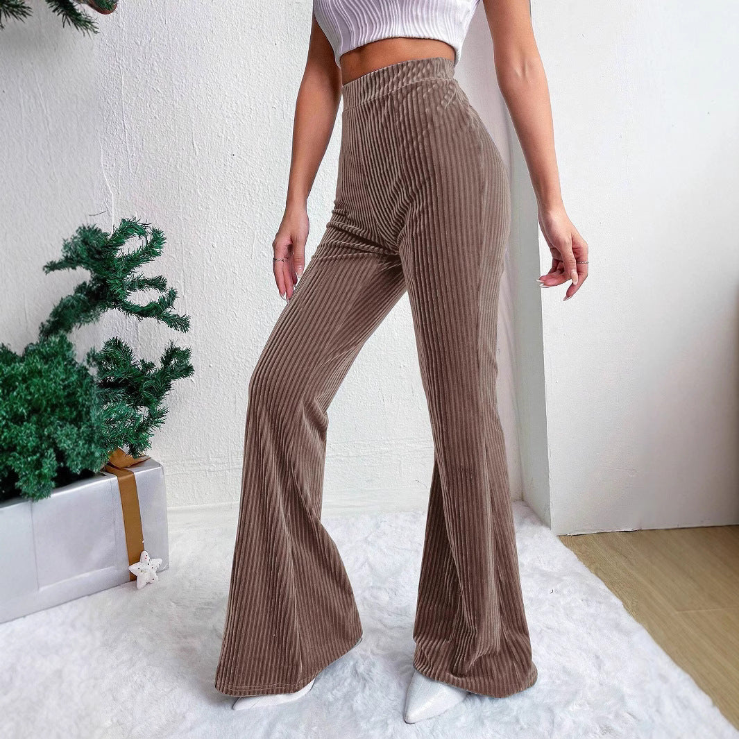 High Waist Corduroy Bell-Bottom Pants for Women - Wide Leg Style - Florence Luxe