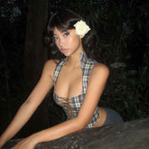 trendy premium plaid waistcoat top for women