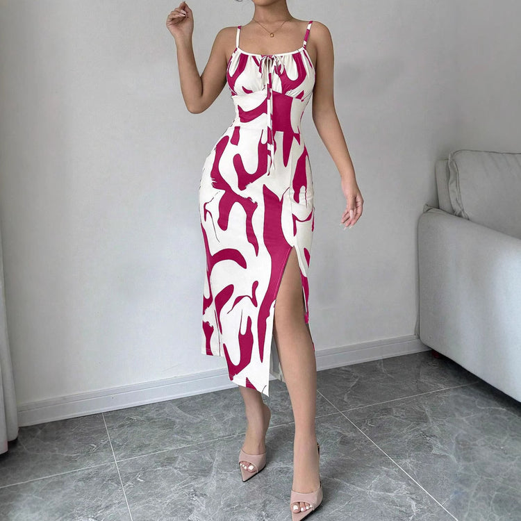 Summer Printed Suspender Dress - Fashion Slim Lace-up for Women - Florence Luxe