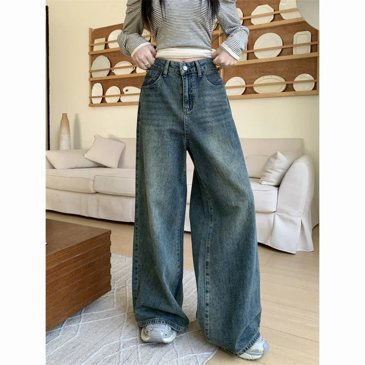 American Wide Leg Jeans - American Retro Straight Style - Florence Luxe