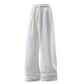 Drawstring Sports Pants with Pockets - Micro Elastic Knitted Fabric, Breathable, Straight Casual Long
