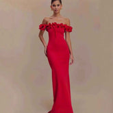 Ruffled Off-shoulder Temperament Waist-tight