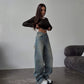 Retro Ripped High Waist Jeans with Mop Back Design - Embrace Vintage Style - Florence Luxe