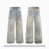 American Worn Jeans - Trendy Washed Old Lightning Crack Design