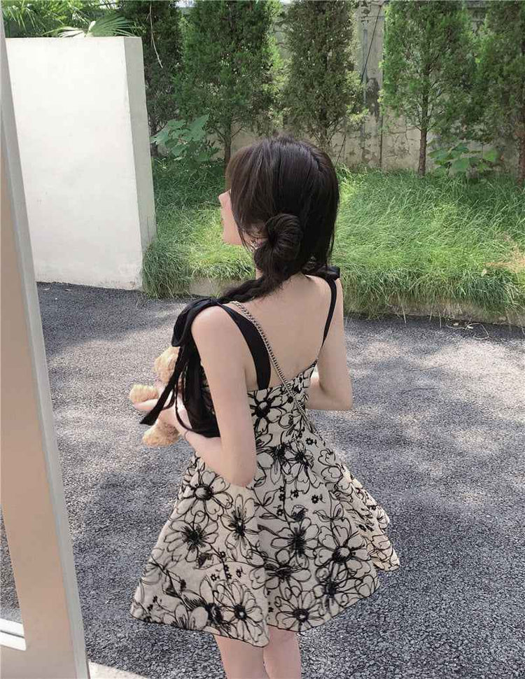 French Floral Suspender Dress - Fairy Summer Sweet Style