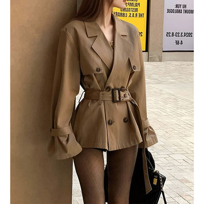 Versatile Loose Slimming Suit Collar Mid-length Coat.