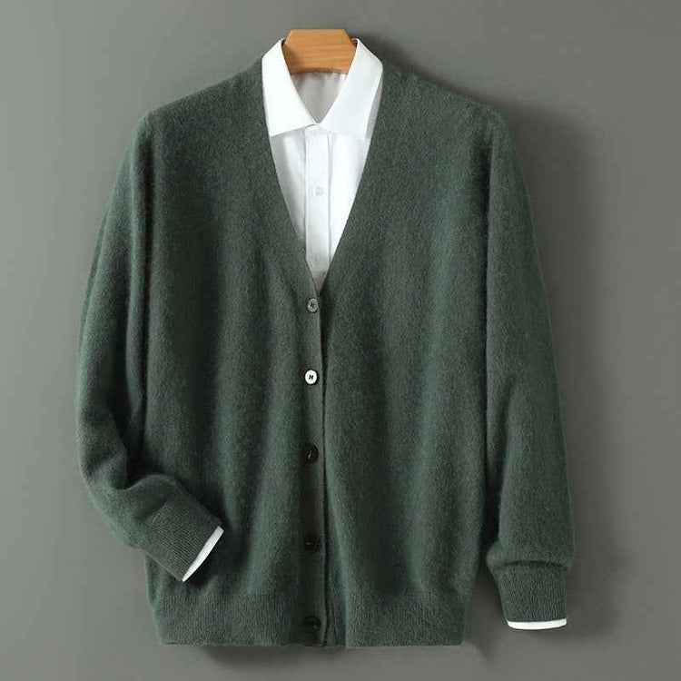 Mink Wool V-neck Sweater for Men - Thickened Loose Cardigan