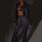 Long-Sleeved Blazer Suit and Straight-Leg Trouser Set with Bra Lapel for Fashion Parties - Florence Luxe