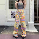 American Retro High Street Graffiti Jeans for Women - Real Shot XINGX Rendering