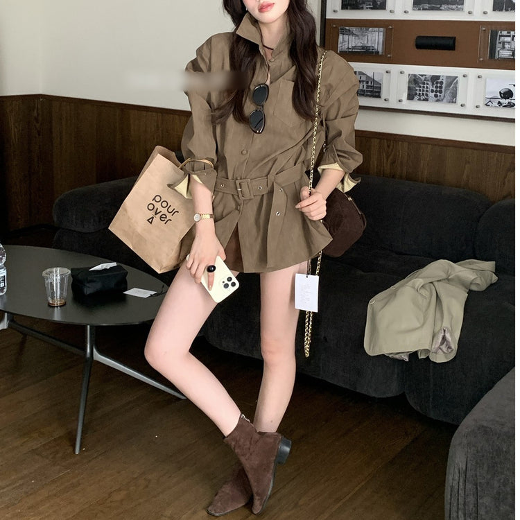 Versatile Mid-Length Shirt for Fashionable Waist Trimming styling - Florence Luxe