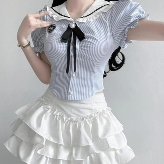 Sweet College Style Two-Piece Set - Hot Girl Waist Trimming Design - Florence Luxe